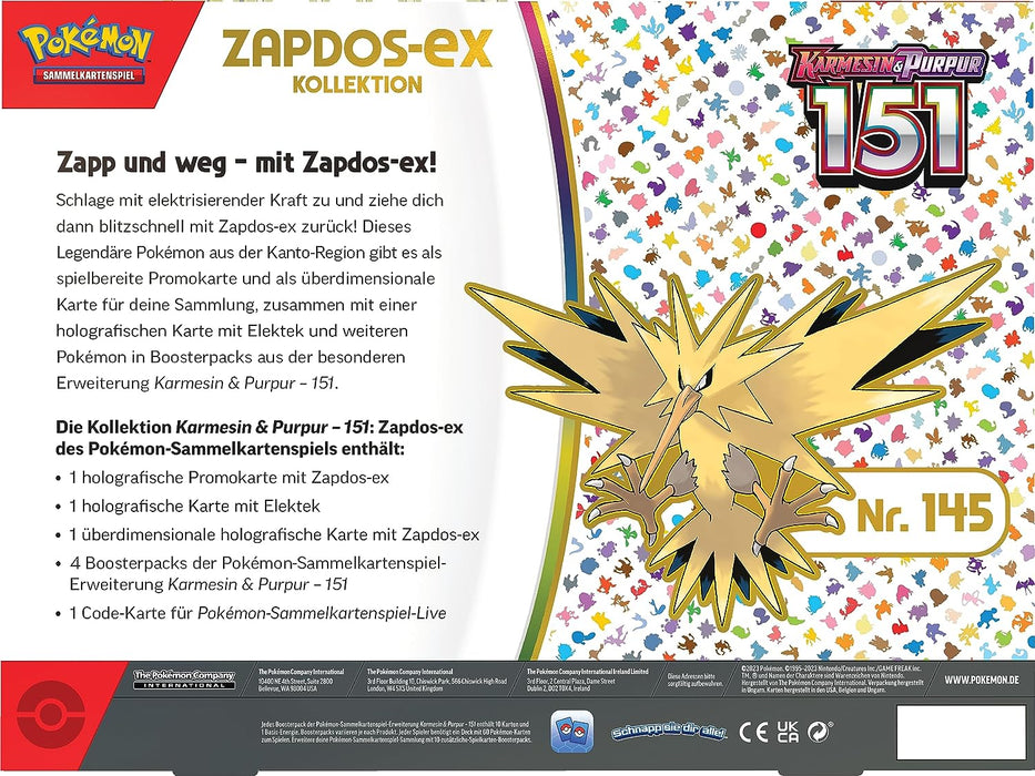 Pokémon Karmesin & Purpur 151 Zapdos‑ex Kollektion (DE)