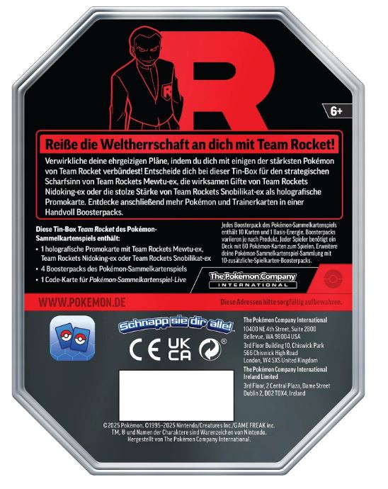 Pokémon Team Rocket Snobilikat ex Tin (DE)